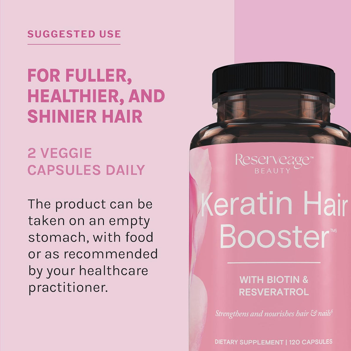 Reserveage Beauty Keratin Hair Booster with Biotin & Resveratrol - 120 Capsules - görsel 5