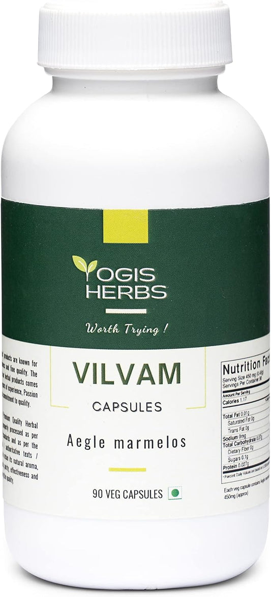 YOGIS HERBS Vilvam Capsules (Aegle Marmelos/Bael/Bilva) - 90 Veg Capsules