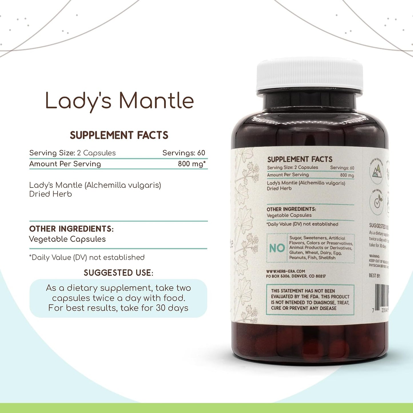 Lady's Mantle 120 Capsules, 400 mg - Dried Herb (Alchemilla vulgaris) - görsel 2