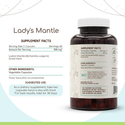 Lady's Mantle 120 Capsules, 400 mg - Dried Herb (Alchemilla vulgaris)