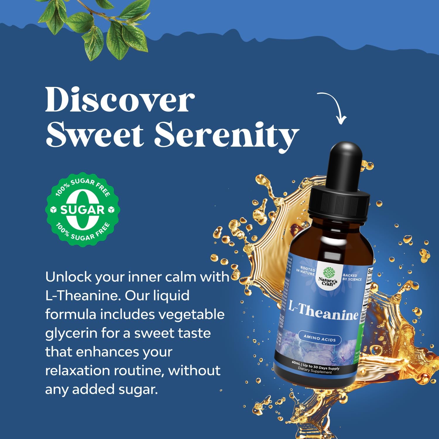 Natures Craft L-Theanine Liquid Drops - 200mg with Chamomile, 60 ml - görsel 3