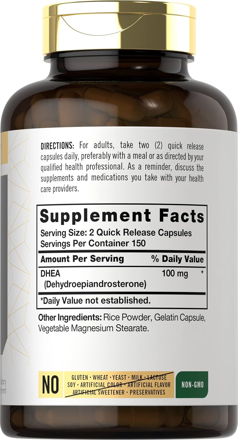 Carlyle DHEA 100mg Food Supplement - 300 Capsules for Women and Men - görsel 2