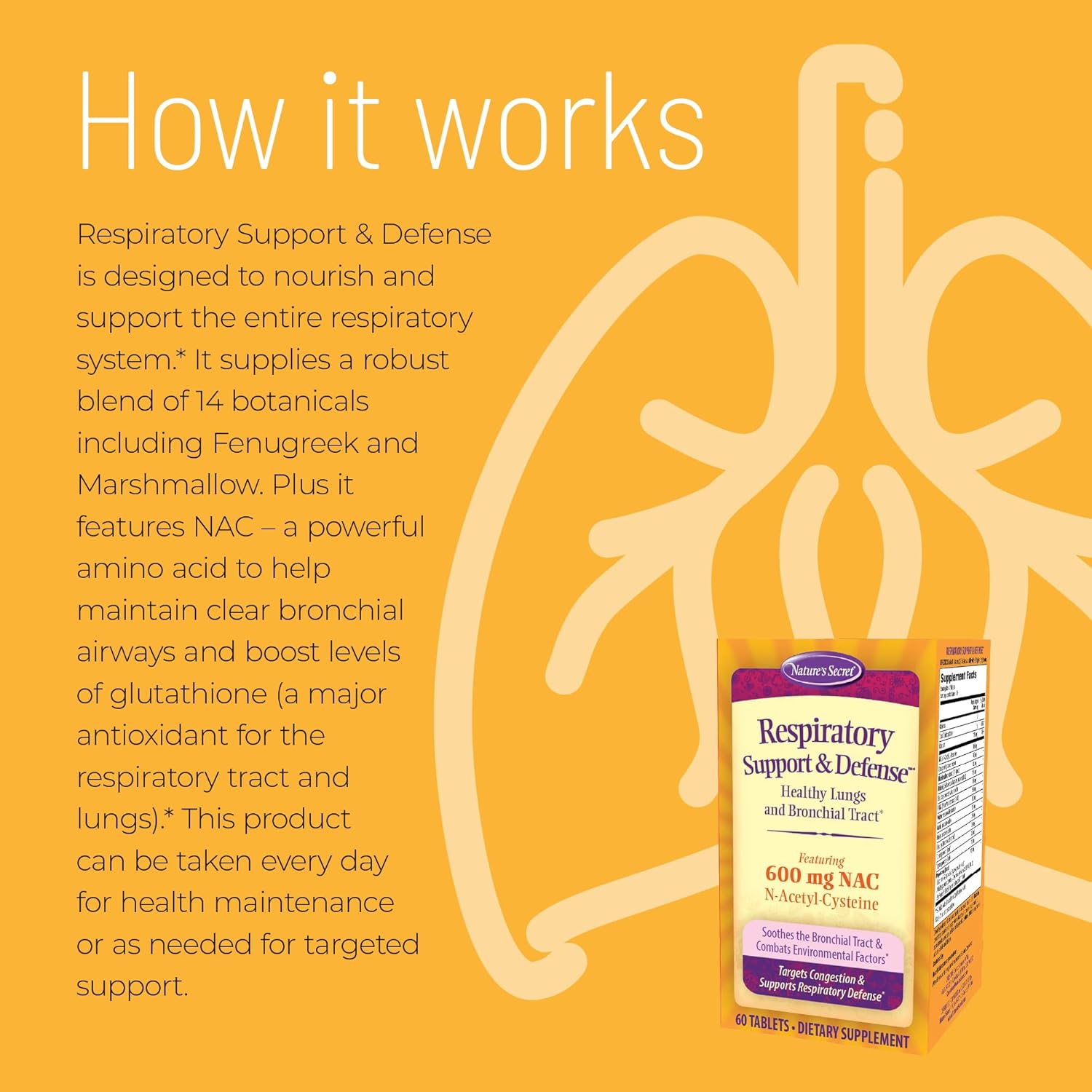 Nature's Secret Respiratory Support & Defence Tablets, 60 Tablets - görsel 3