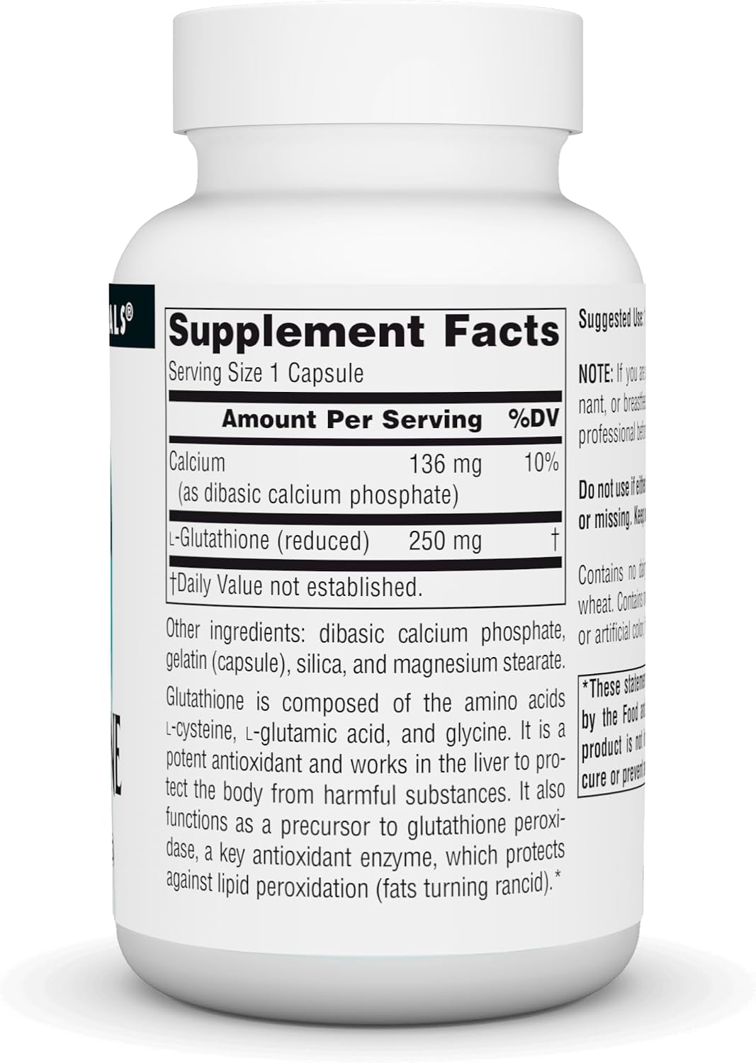 Source Naturals Glutathione, Food Supplement with Antioxidants, 250mg – 60 Capsules - görsel 2