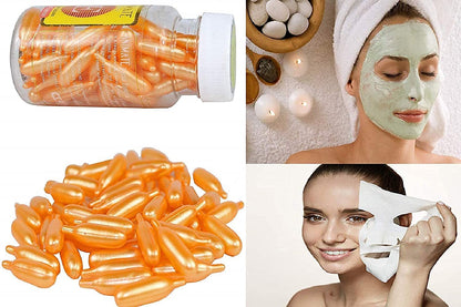 Anti-ageing Aloe Vera and Vitamin E Anti Wrinkle Serum, Spot Acne, Moisturising Cream Essence Facial Face Care Oil, 60 Soft Gel Capsules