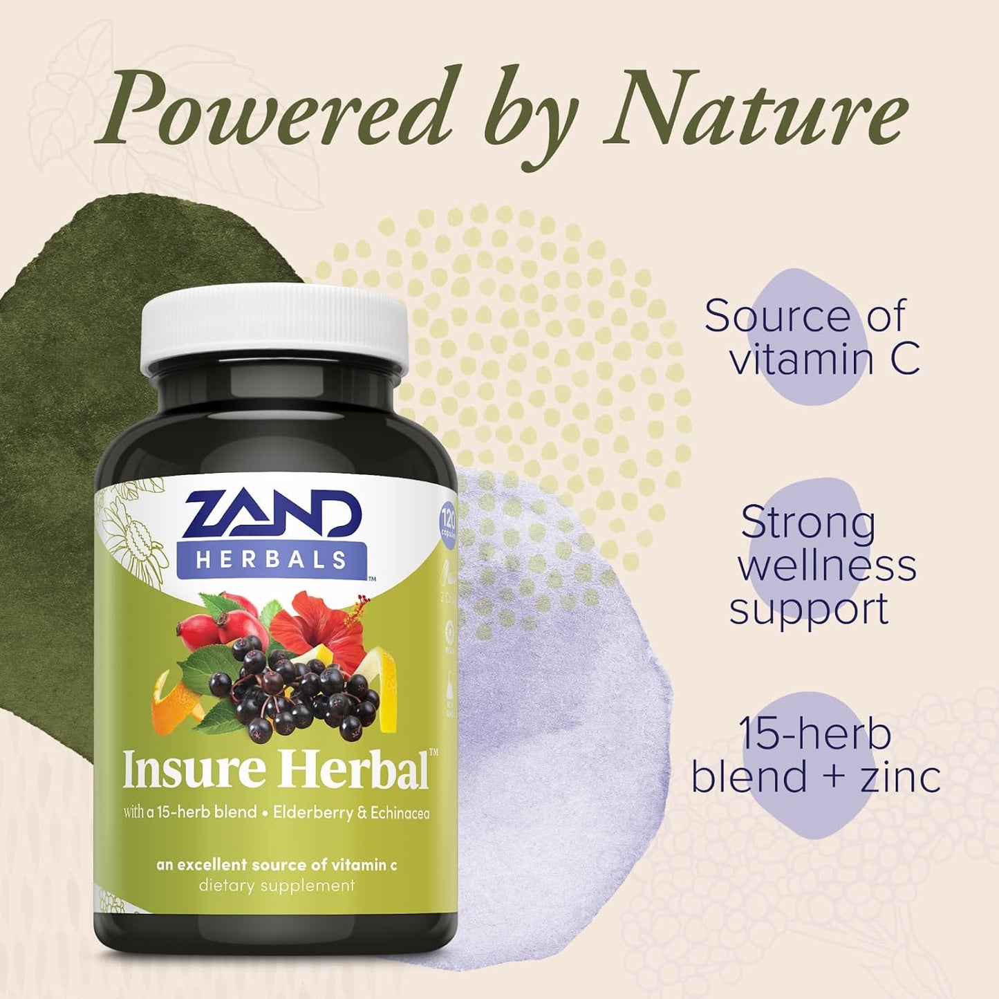 Zand Insure Herbal Immune Support - Vitamin C, Zinc, Echinacea, Elderberry and Ginger - 120 Veg Caps - görsel 3