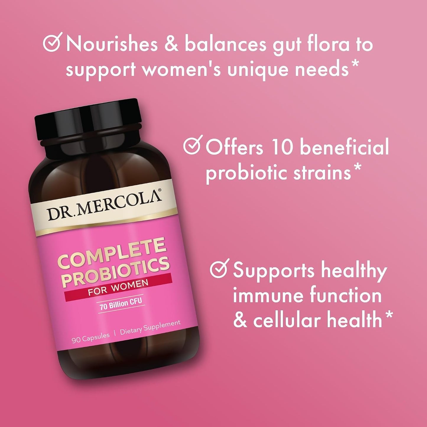 Dr. Mercola Complete Probiotics for Women - Supports Gut, Vaginal and Immune Health - Contains Lactobacillus Strains - Non-GMO, Gluten-Free & Soya-Free - 90 Capsules (90 Servings) - görsel 5
