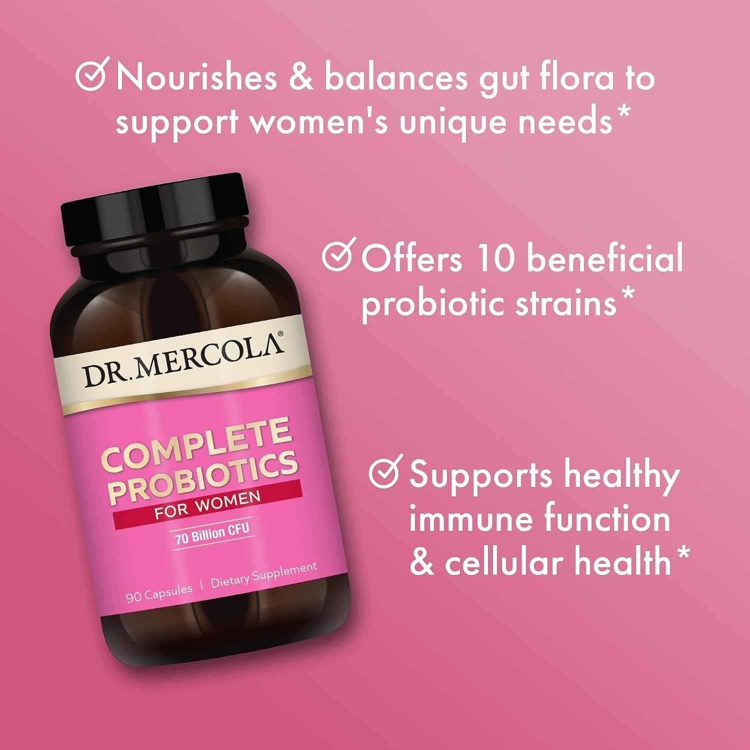 Dr. Mercola Complete Probiotics for Women - Supports Gut, Vaginal and Immune Health - Contains Lactobacillus Strains - Non-GMO, Gluten-Free & Soya-Free - 90 Capsules (90 Servings) - görsel 5