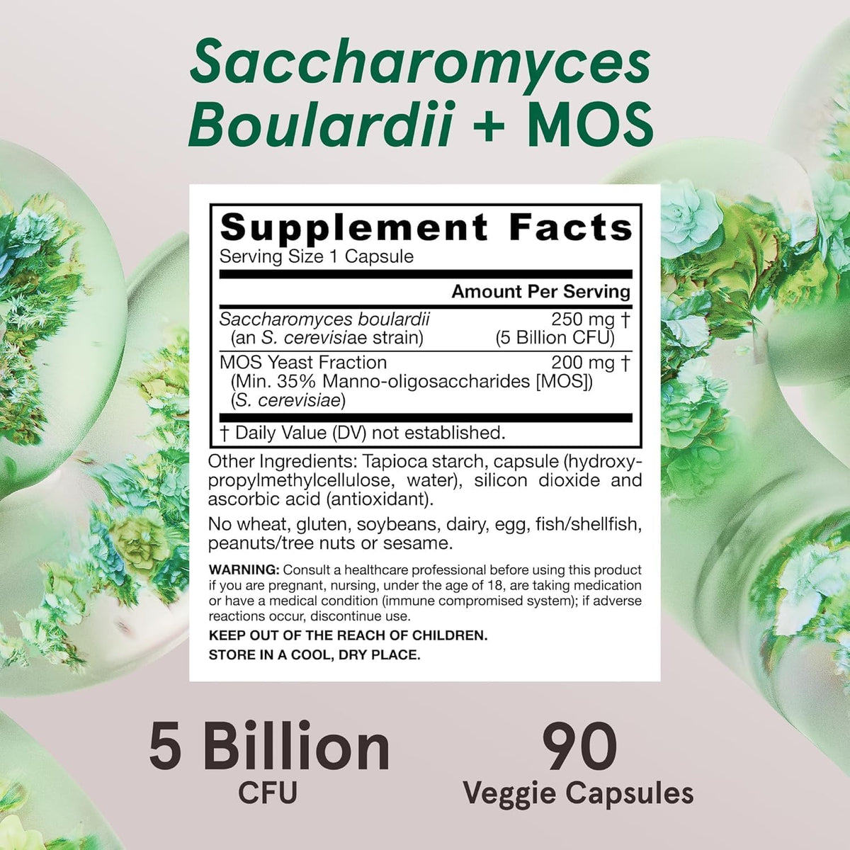 Jarrow Formulae Saccharomyces Boulardii + MOS - 5 Billion Viable Organisms per Serving - 90 Delayed Release Vegetarian Capsules, Pack of 2 - Probiotic + Prebiotic - Intestinal Tract Support - Up to 180 Servings - görsel 6
