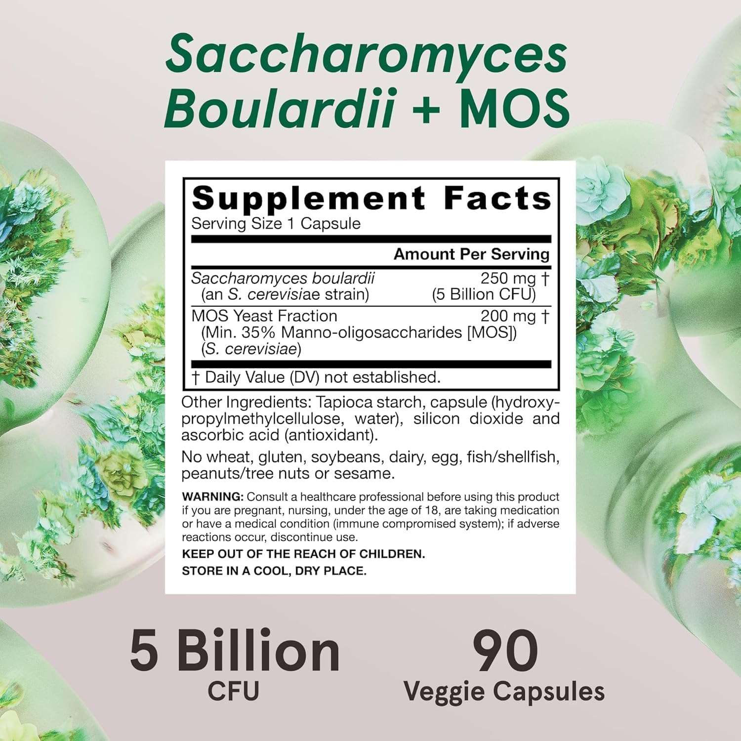 Jarrow Formulae Saccharomyces Boulardii + MOS - 5 Billion Viable Organisms per Serving - 90 Delayed Release Vegetarian Capsules, Pack of 2 - Probiotic + Prebiotic - Intestinal Tract Support - Up to 180 Servings - görsel 6