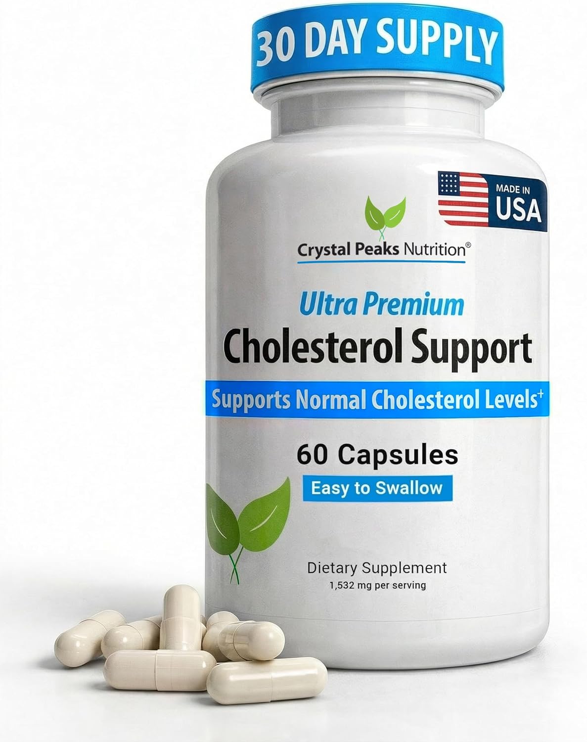 Crystal Peaks Nutrition Cholesterol Supplement - Natural, 60 Capsules - görsel 1