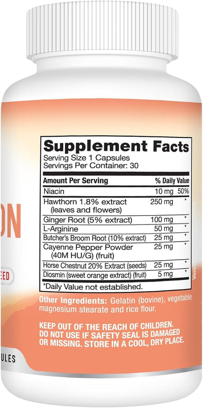 Best Earth Naturals Circulation Supplement - Balanced Formula for Optimal Circulatory Support - 30 Capsules