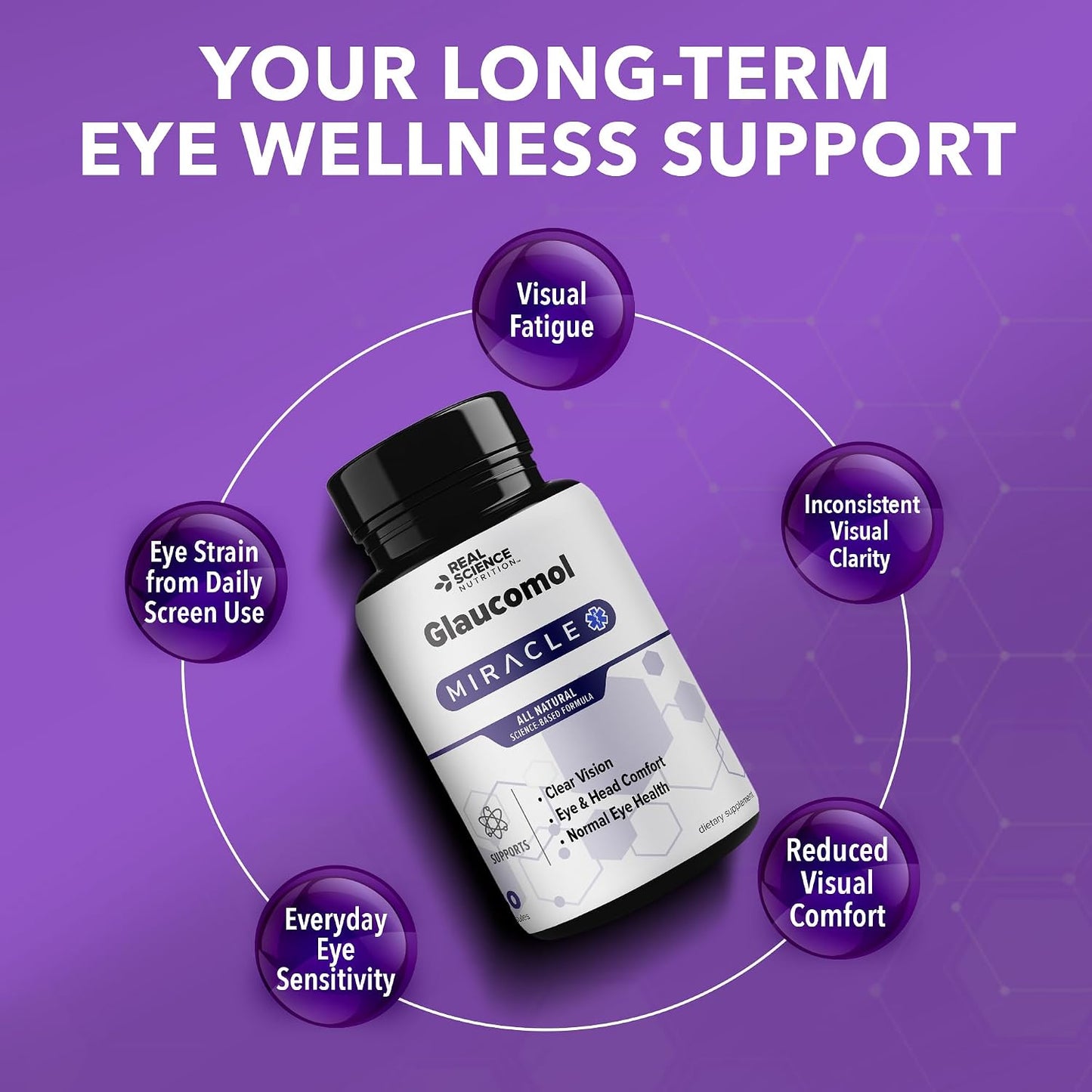Real Science Glaucomol Miracle - Natural Eye Vitamins & Eye Supplements for Optic Nerve & Ocular Circulation Support – with Vitamins C, D & B12 for Vision Clarity & Eye Comfort – Made in USA, 60 Caps - görsel 3