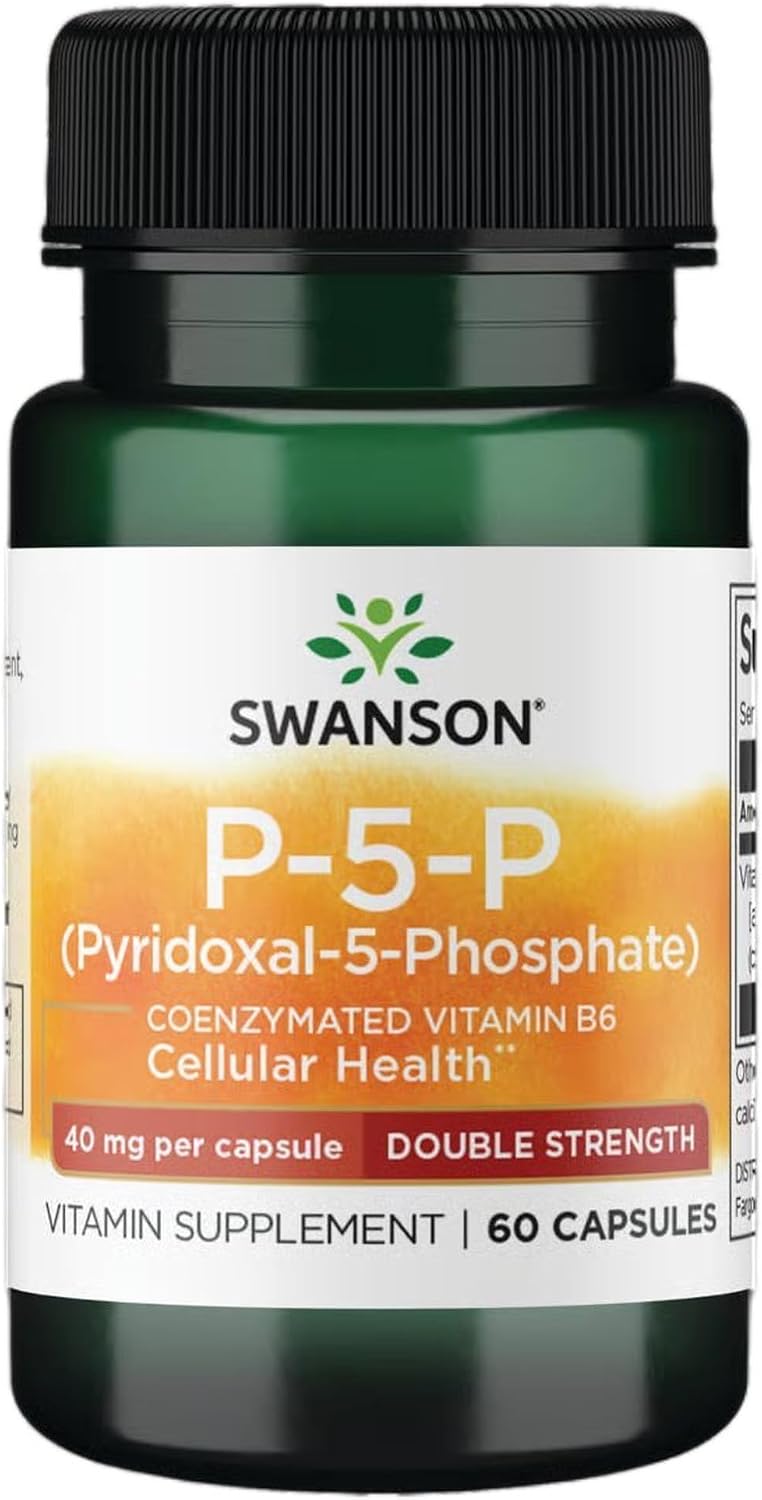 Swanson P-5-P (Pyridoxal-5-Phosphate) Co-enzymated Vitamin B6 - 40 mg, 60 Capsules - görsel 1