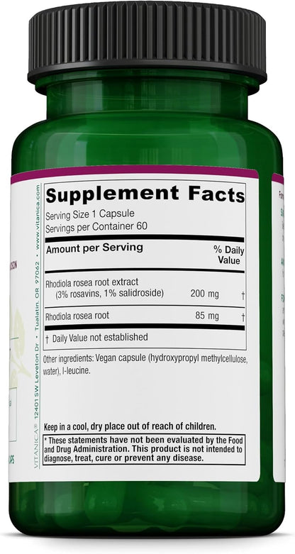 Vitanica Rhodiola Rosea Root Extract 200mg, – Enhances mood and sleep quality: By supporting normal levels of – Image 2