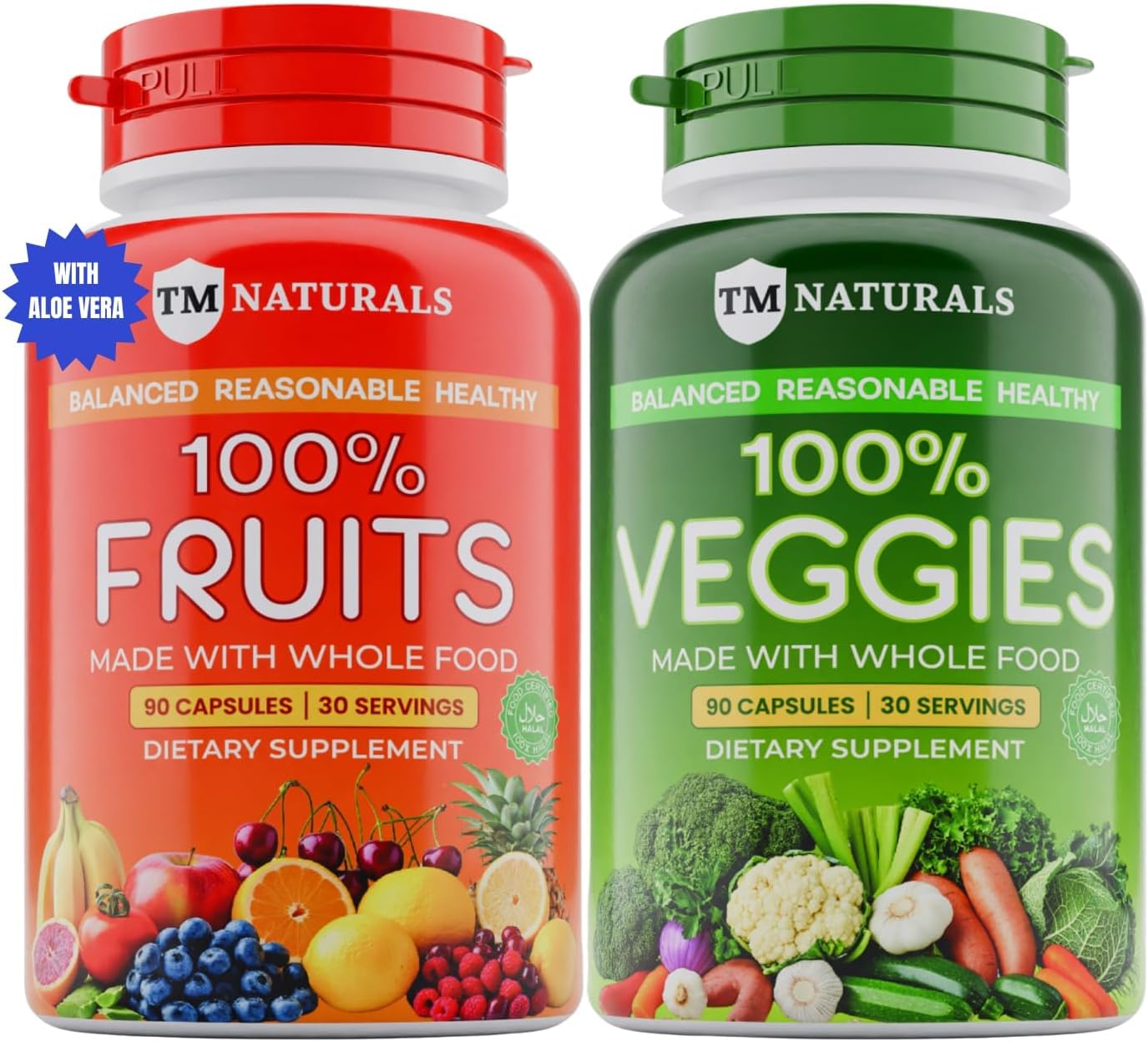 TM NATURALS Fruit and Veg Supplement - Super Fruits and Vegetables Capsules, 90 Capsules (Pack of 2) - görsel 1