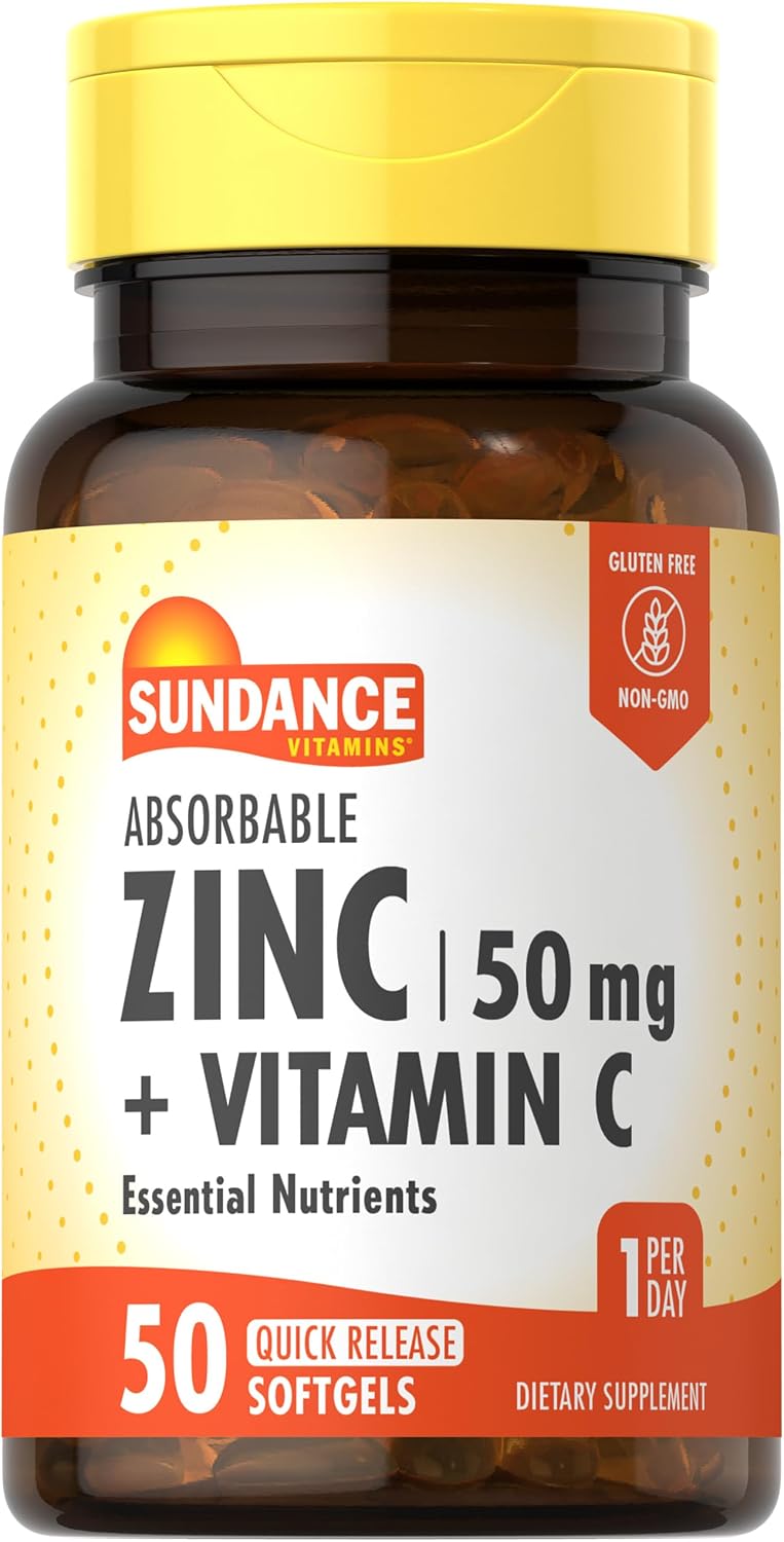 Sundance Absorbable Zinc with Vitamin C – 50mg, 50 Softgels - görsel 1