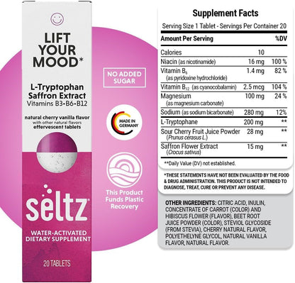 Seltz Mood Support Drink Tablets, Cherry Vanilla, 120 Tablets (6 Pack)