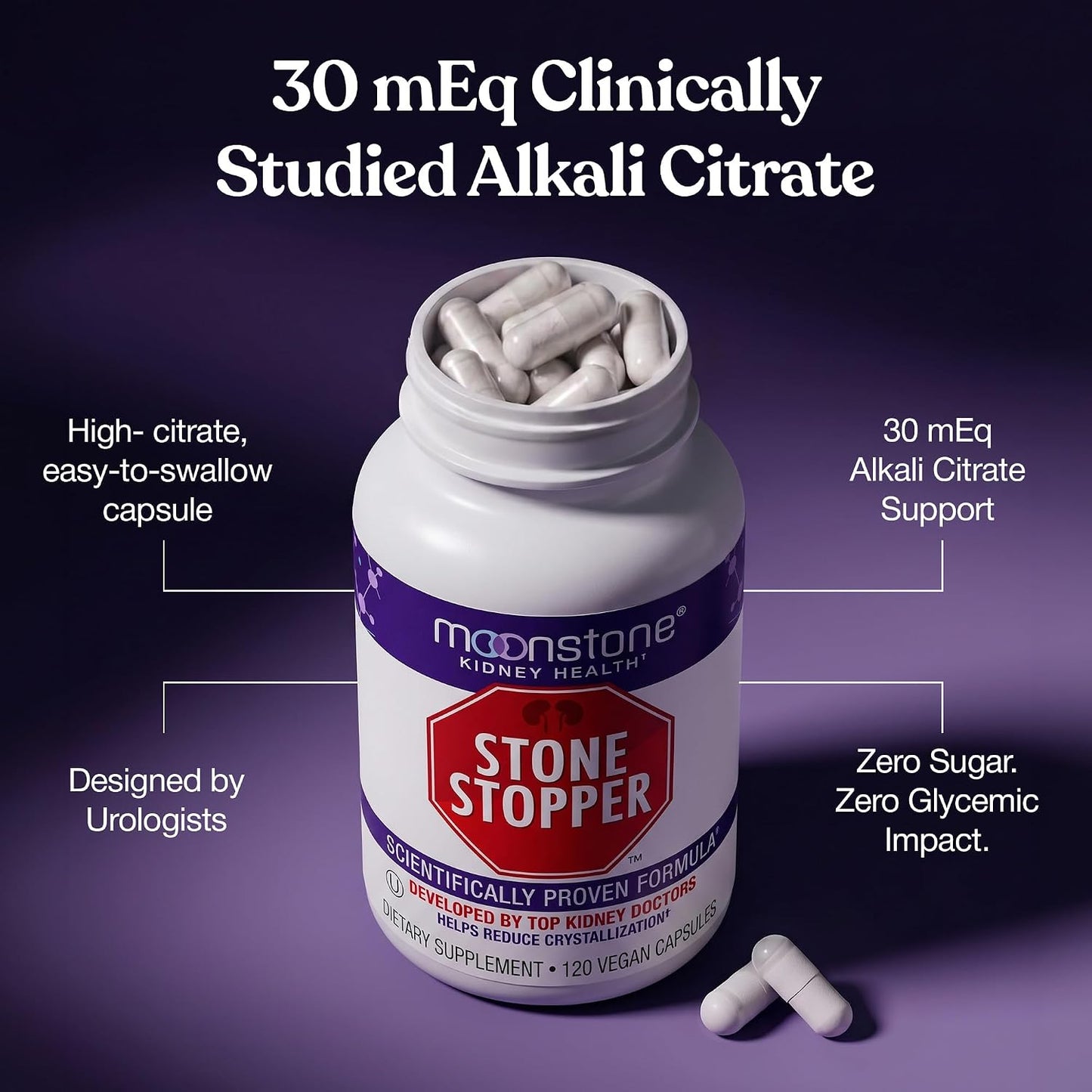 Stone Stopper Capsules, Kidney Stone Prevention, Calcium Oxalate Protector, Alkali Citrate Support Supplement, Developed by Urologists to Support Kidney Health, 60 Day Supply (240 Count) - görsel 4