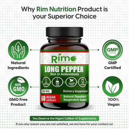 Long Pepper 60 Vegan Capsules – with Piperlongumine (500mg)