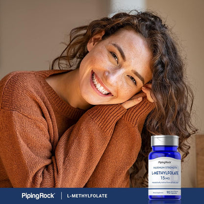 Piping Rock L-Methylfolate 15 mg | 90 Capsules | Maximum Strength | Bioactive Folate Supplement | Non-GMO, Gluten-free
