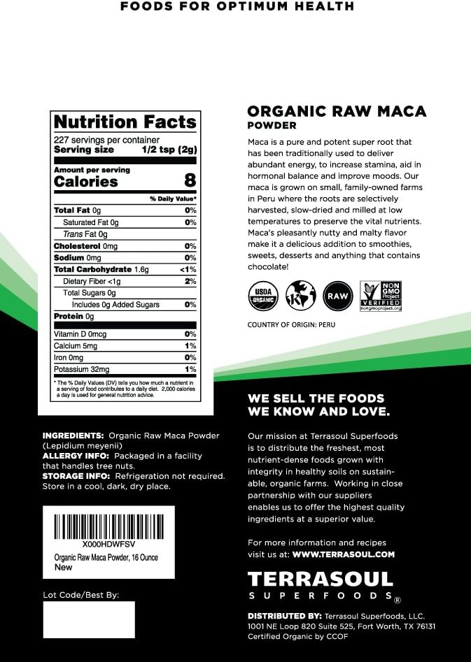 Terrasoul Superfoods Organic Raw Maca Powder, 2 lb - görsel 2