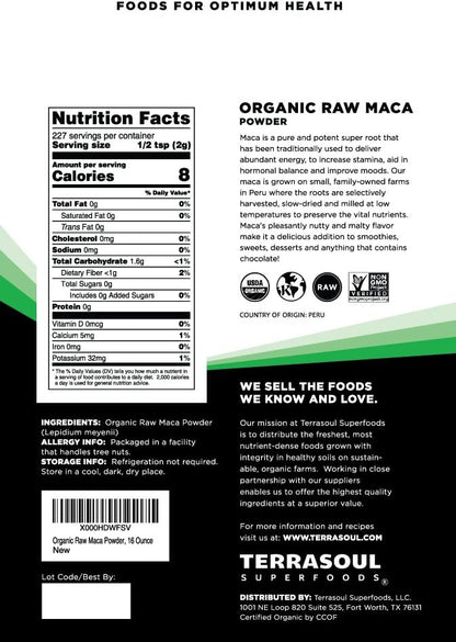 Terrasoul Superfoods Organic Raw Maca Powder, 2 lb