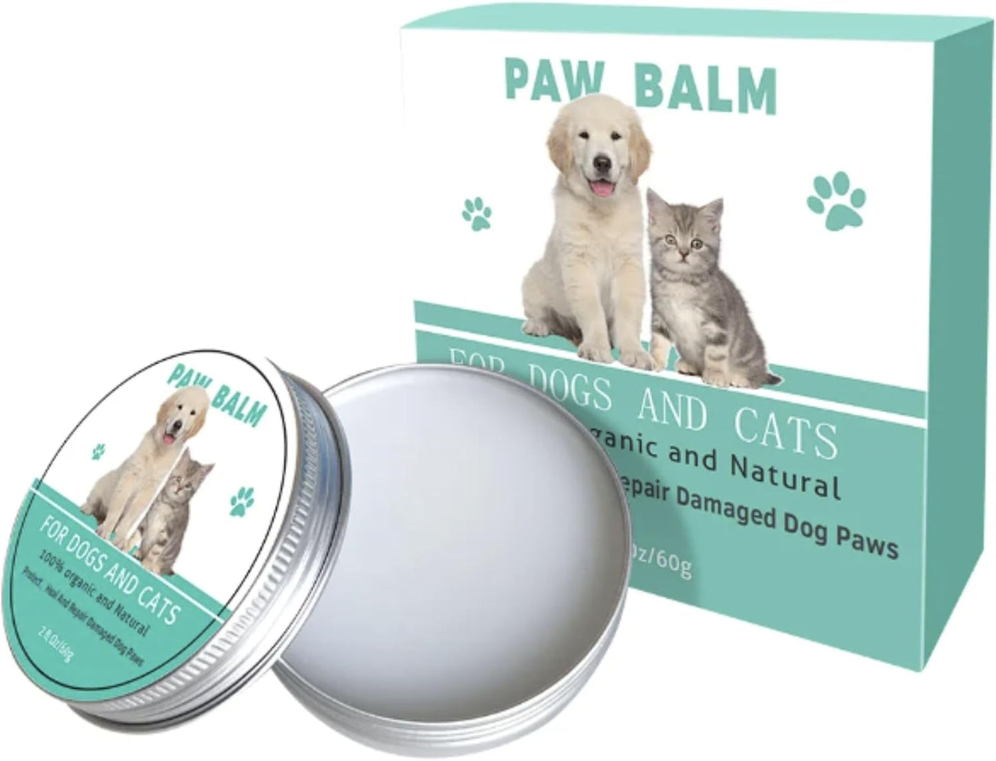 Natural Paw Balm for Dogs & Cats 2 oz (56 g) with Vitamin E & Aloe Relief - görsel 1