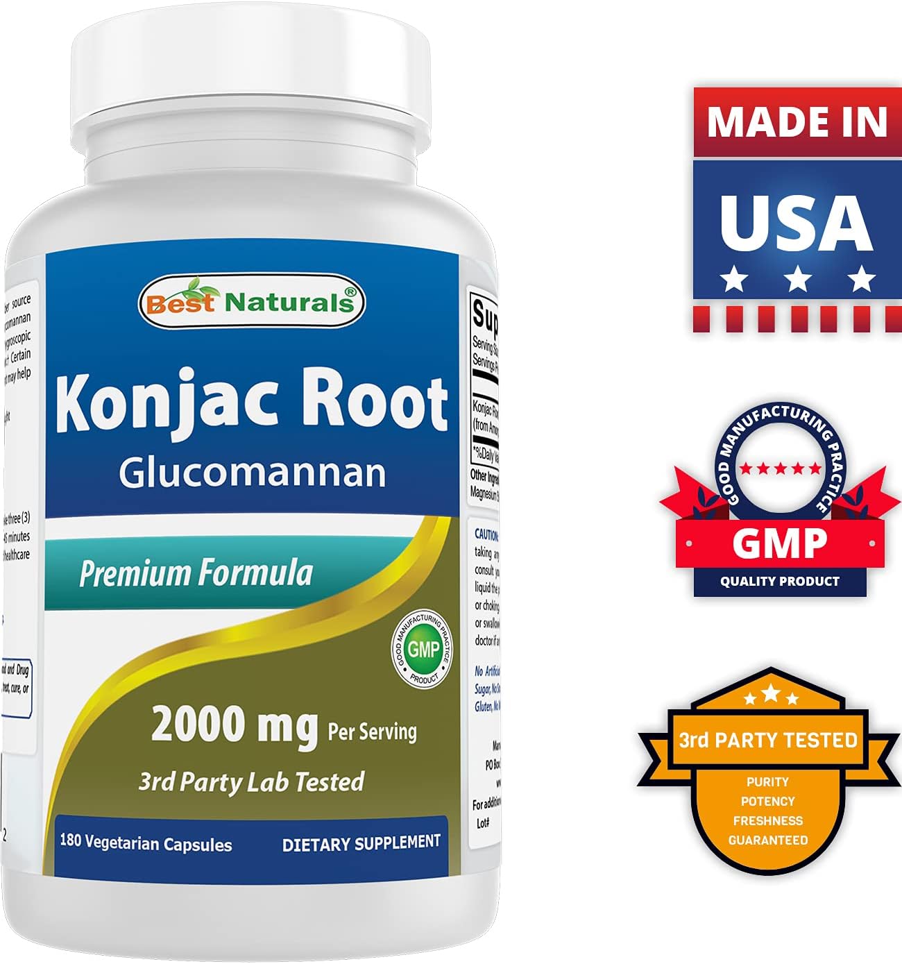 Best Naturals Konjac Root 2000mg, 180 Capsules - görsel 7
