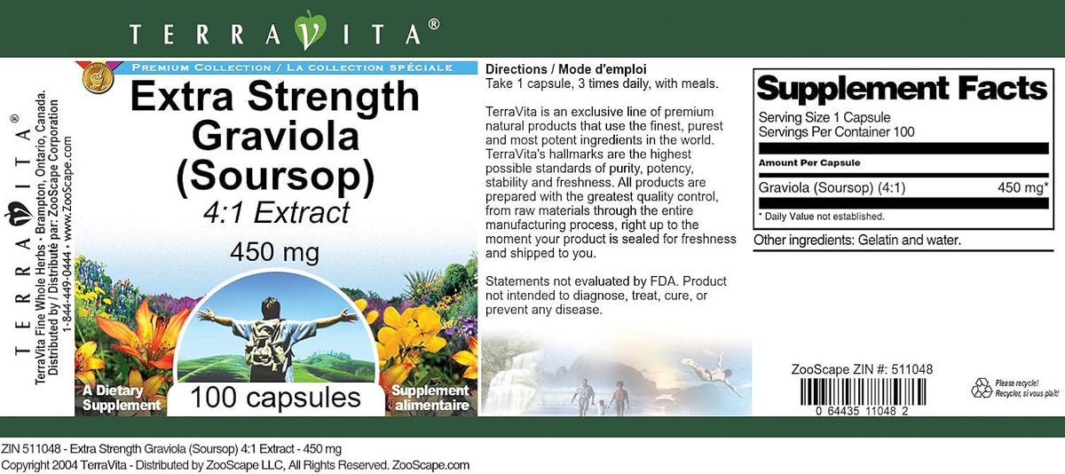 Extra Strength Graviola (Soursop) 4:1 Extract – 450 mg (100 Capsules) - görsel 3