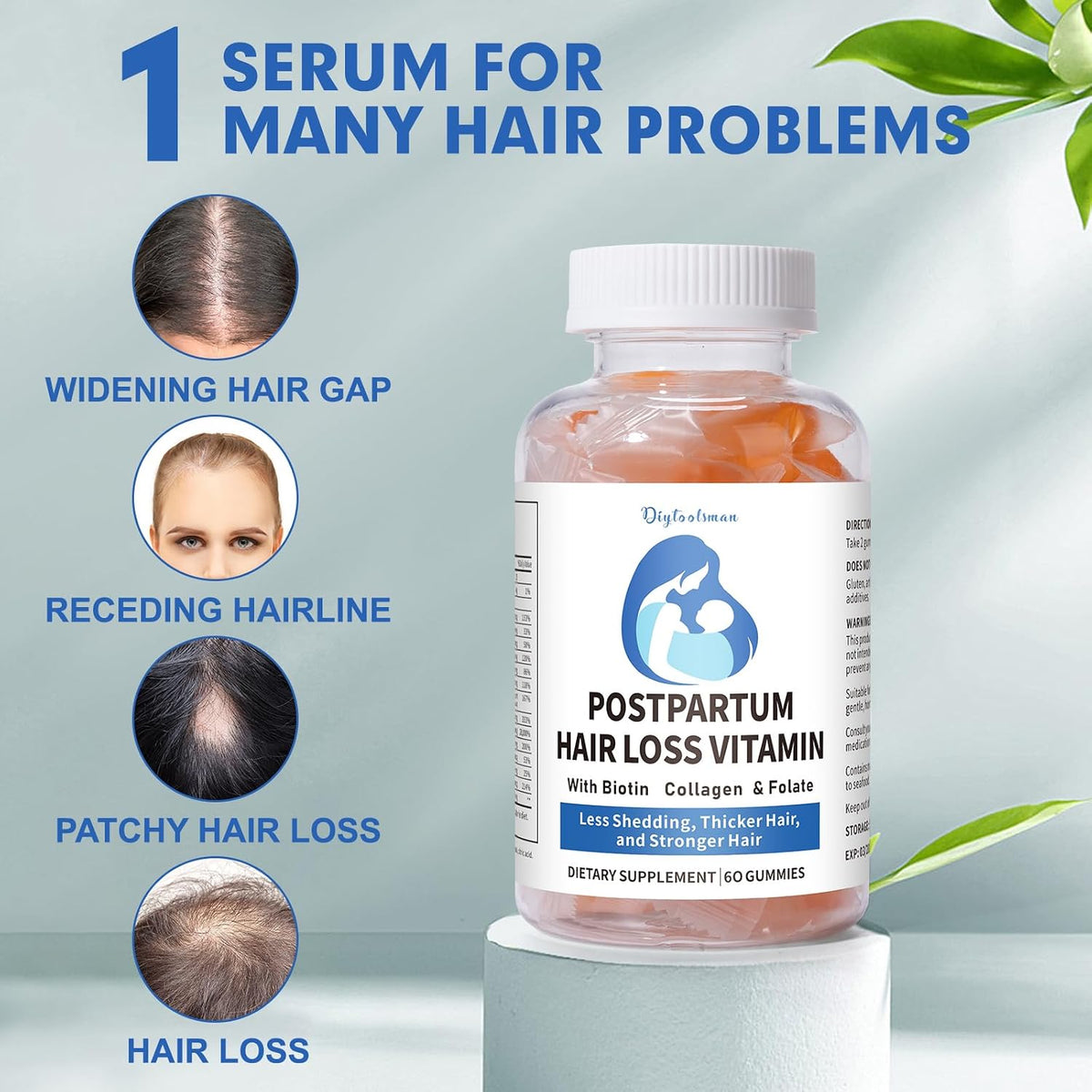 Postnatal Hair Loss Vitamin Gummies with Biotin, Collagen & Folate - 60 Gummies - görsel 4