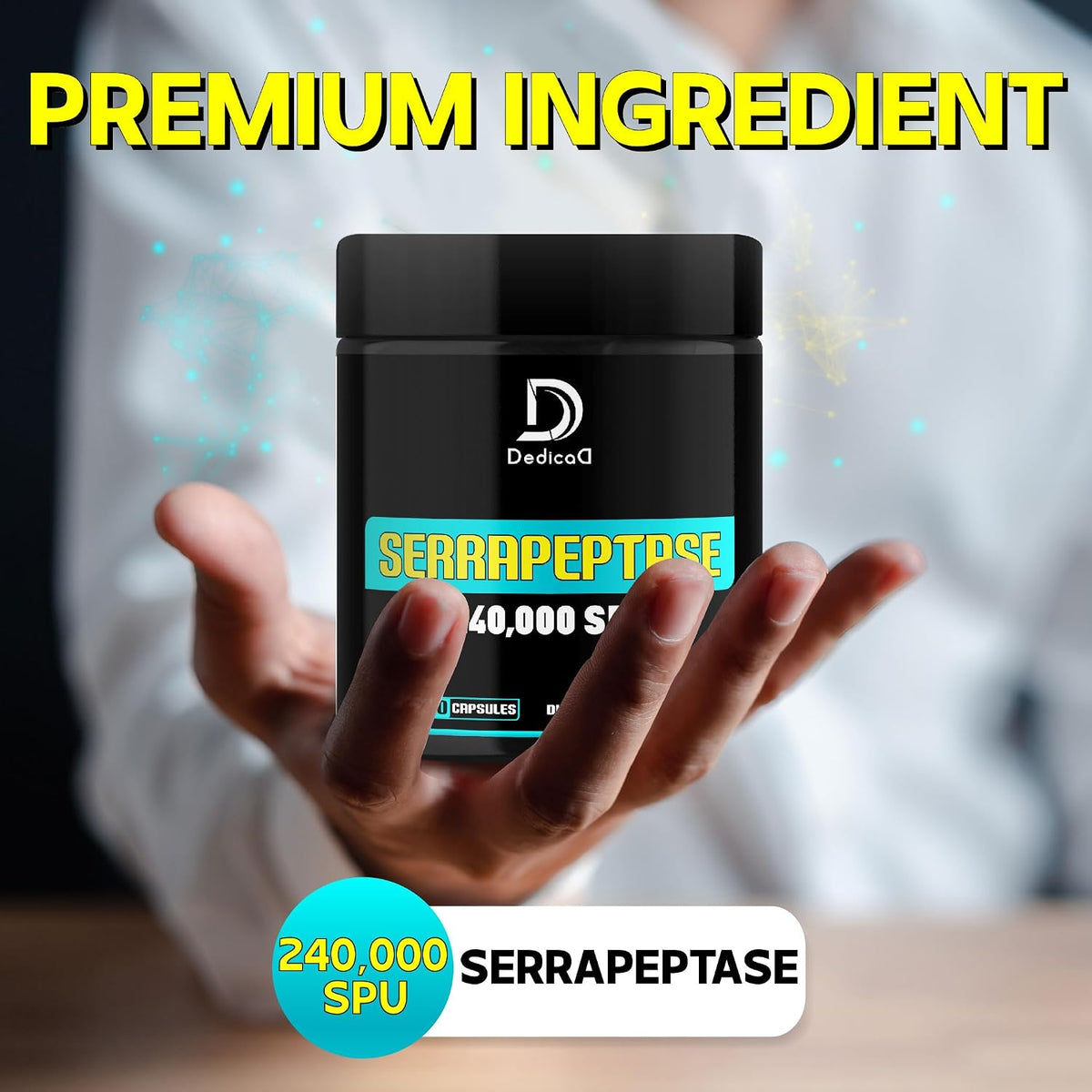 DEDICAD Serrapeptase Supplement 240,000 SPU – 150 Capsules for Cardiovascular Health, Immune Support & Respiratory Comfort - görsel 3