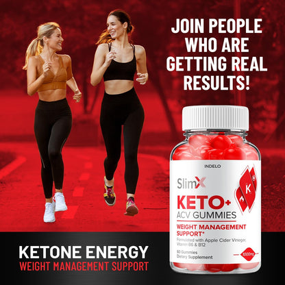 SlimX Keto ACV Gummies – Advanced Formula with Apple Cider Vinegar, B12, Beet Juice & Pomegranate, 60 Gummies