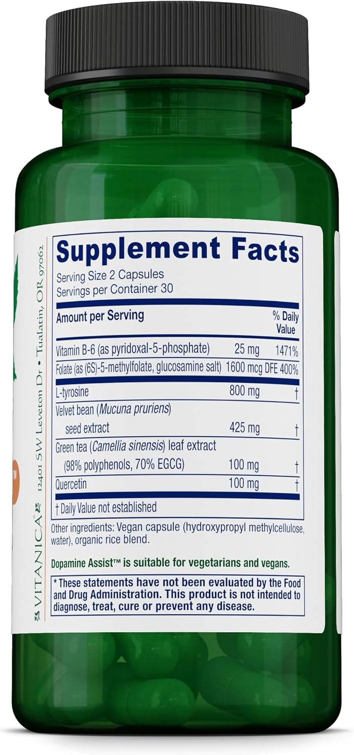 Vitanica Dopamine Assist - Neurotransmitter Support Supplement - 60 Capsules - görsel 2