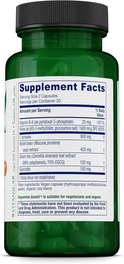 Vitanica Dopamine Assist - Neurotransmitter Support Supplement - 60 Capsules