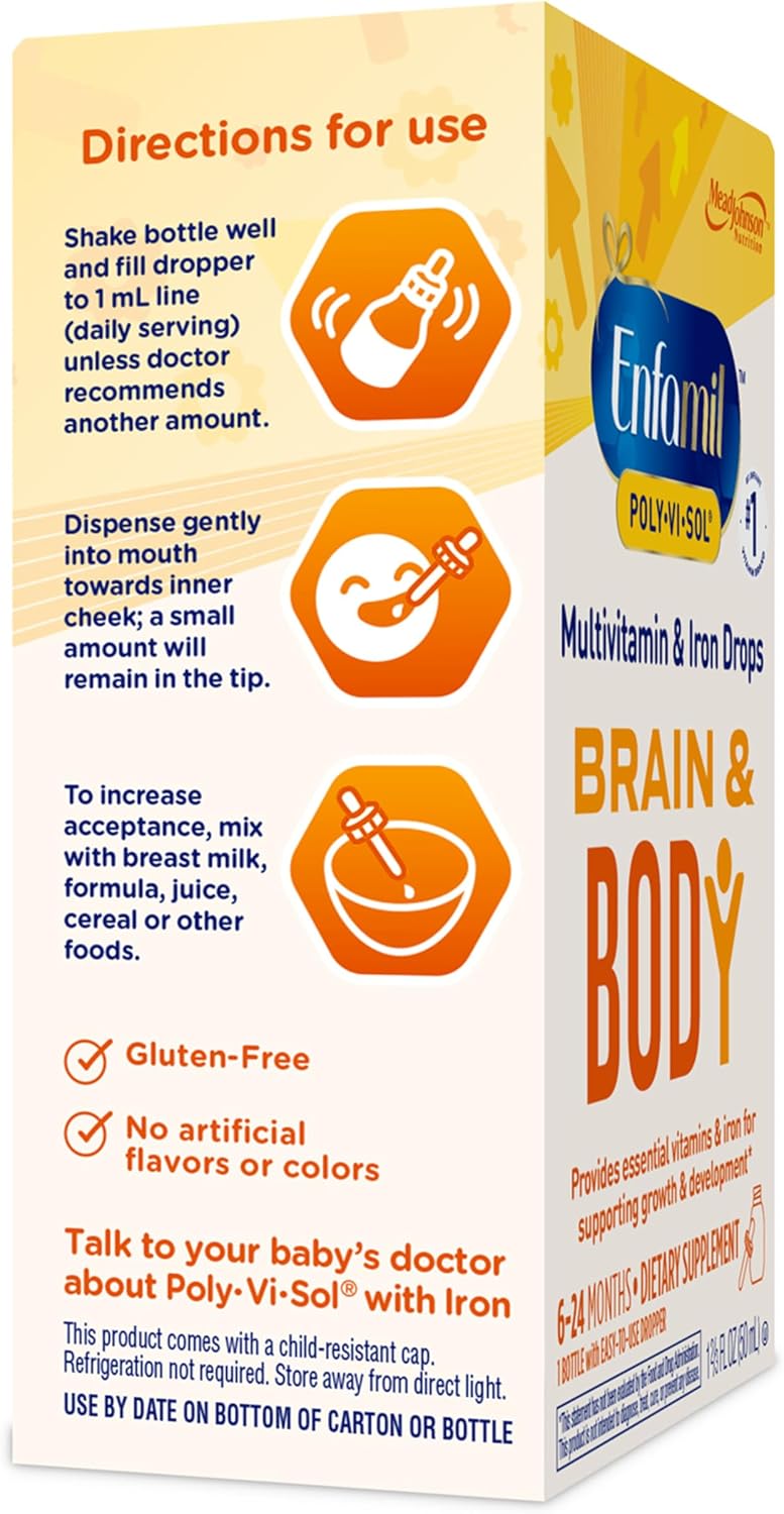 Enfamil Poly-Vi-Sol 8 Multi-Vitamins & Iron Food Supplement Drops for Infants and Toddlers - görsel 9