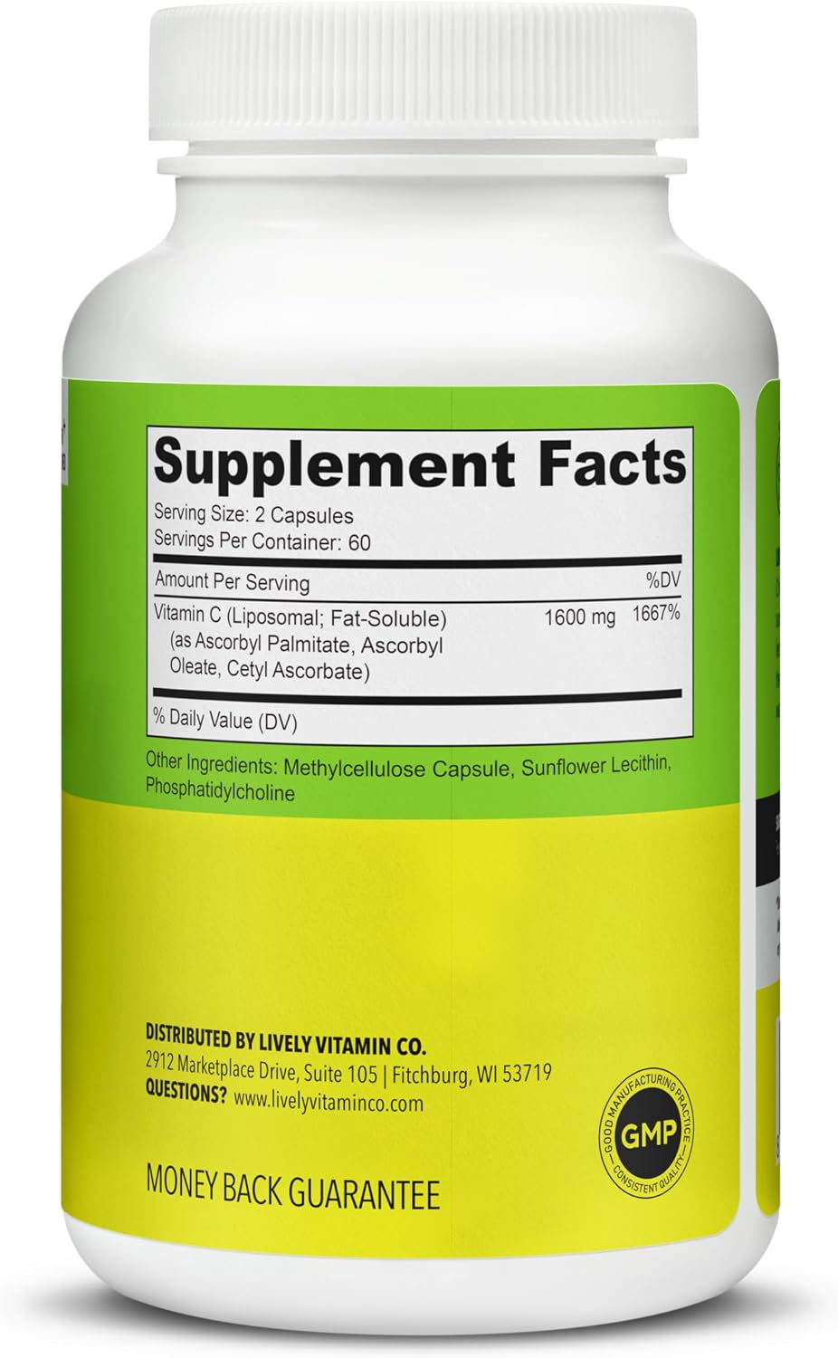 Lively Vitamin Co. Citrus Kick – Liposomal Vitamin C with Sunflower Lecithin & Bioflavonoids – Immune Support (120 Capsules) - görsel 2