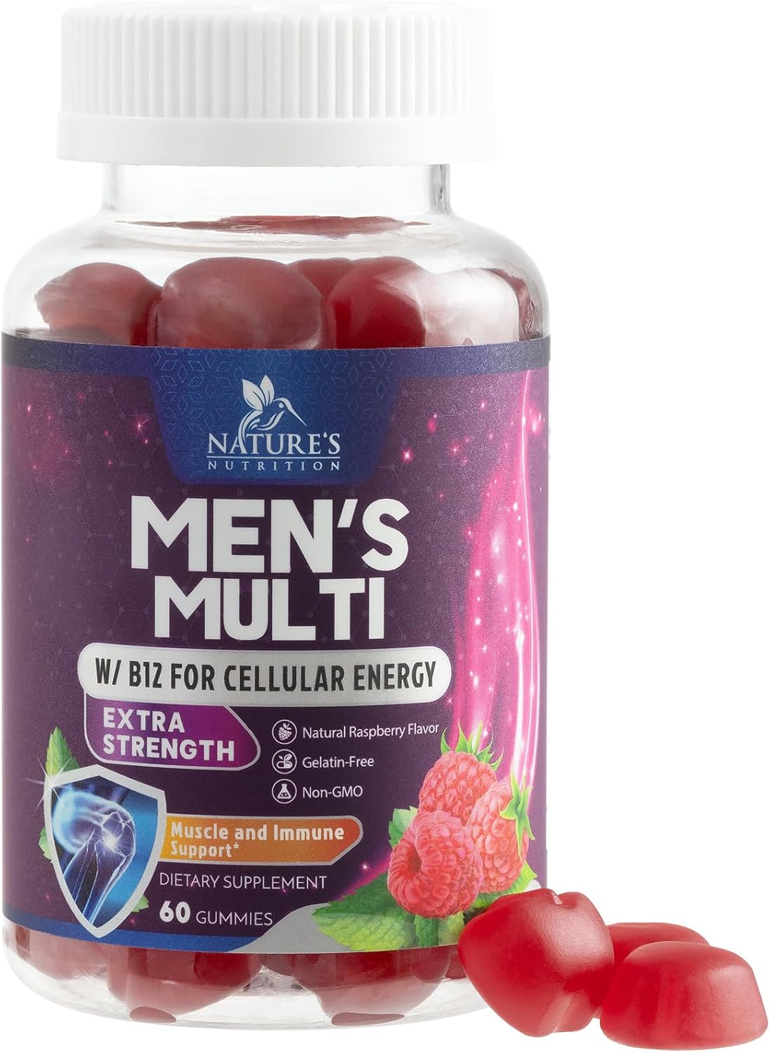 Multivitamin for Men - Complete Daily Men's Multivitamin Gummies with Vitamin D, B Vitamins, Zinc & More - Energy, Memory, Focus & Immune Health Support - 13 Essential Vitamins & Minerals - 60 Gummies - görsel 1