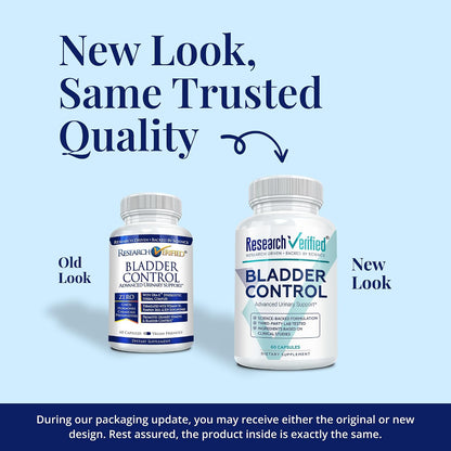 Research Verified Bladder Control - Leakage & Urgency - Pumpkin Seed, Soya Isoflavones, Thiamine - 60 Vegan Capsules - Pack of 3