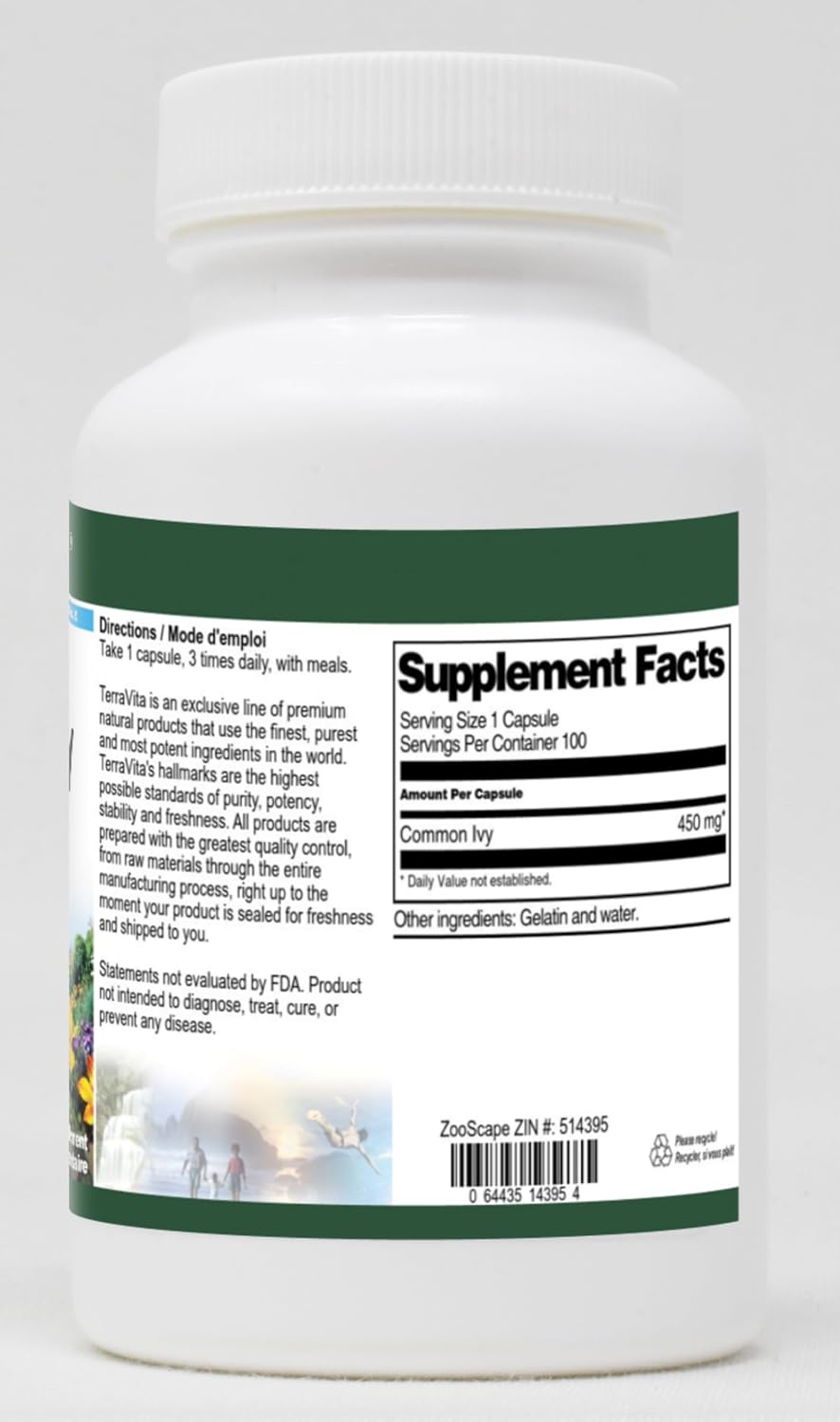 Common Ivy - 450 mg (100 Capsules) - 3 Pack by TerraVita - görsel 2