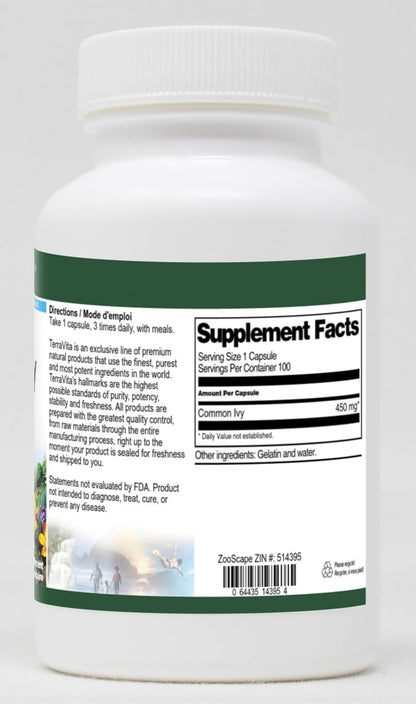 Common Ivy - 450 mg (100 Capsules) - 3 Pack by TerraVita