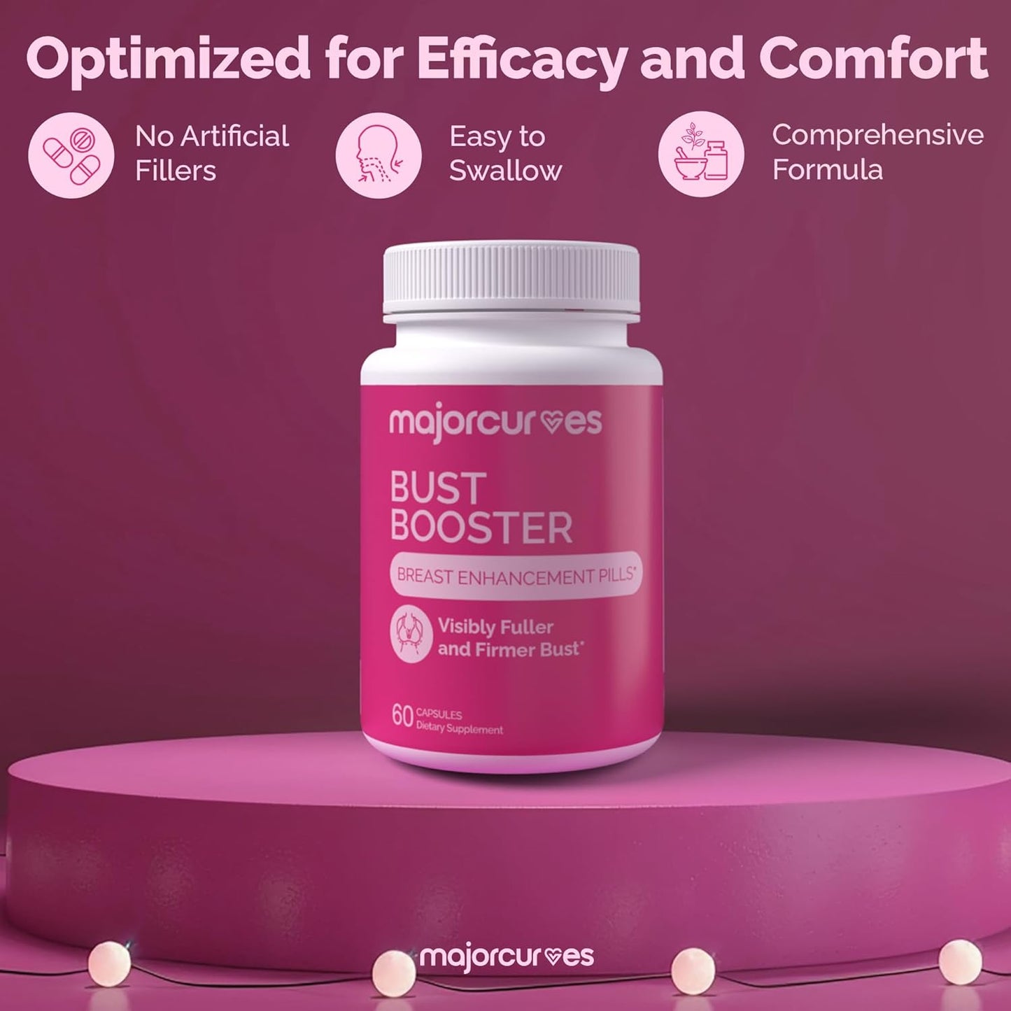 Bust Booster Breast Enhancement Pills – Natural Supplement for Breast Fullness, Firmness, Curvy Silhouette, and Cleavage Volume – Made in the USA - görsel 3