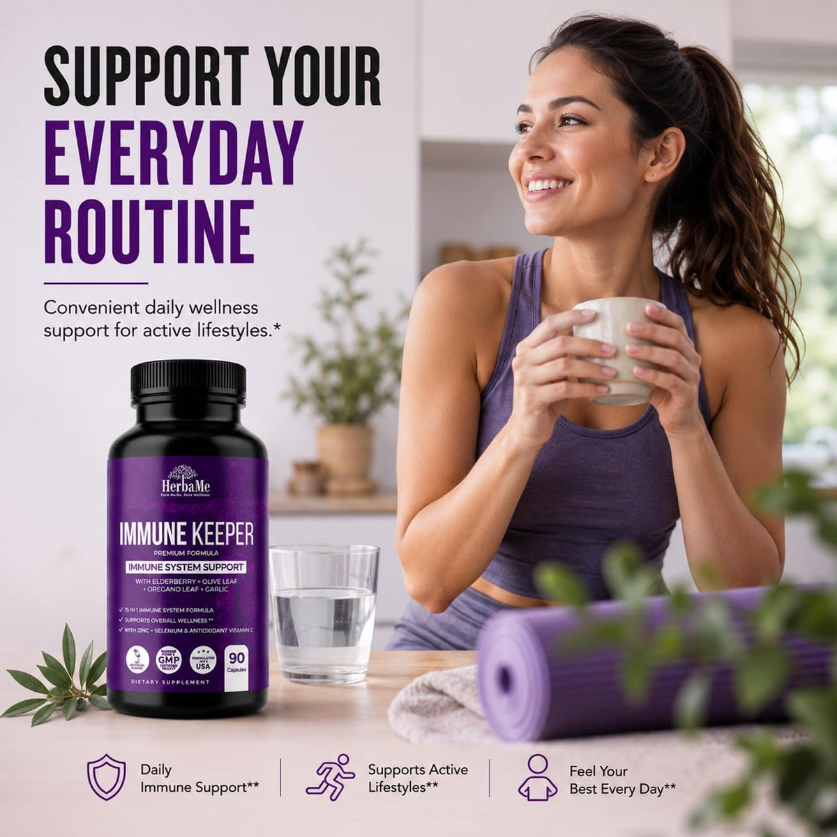 HerbaMe Immune Support Supplement – 15-in-1 Daily Wellness Formula, 90 Capsules - görsel 9
