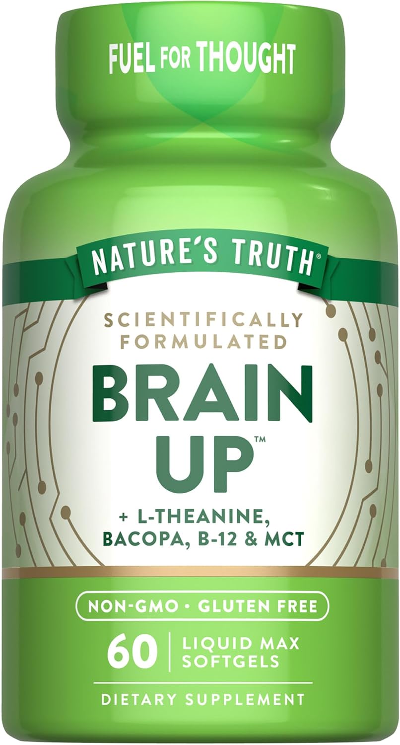 Nature's Truth Brain Up Softgels with L-Theanine, Bacopa, B-12 & MCT - 60 Count - görsel 1