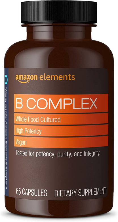 Elements B Complex – High Potency Whole Food Cultured, Vegan – 65 Capsules
