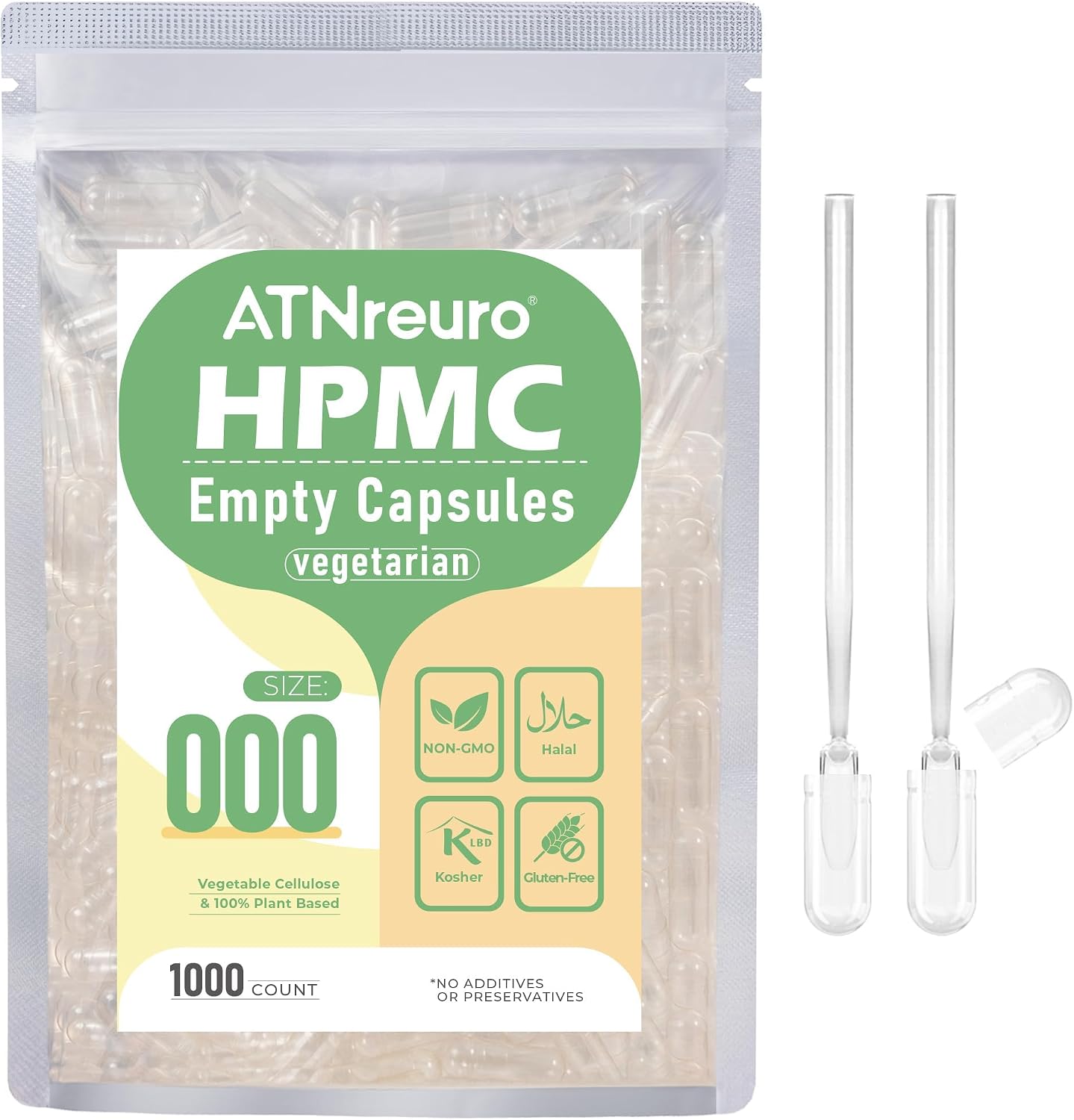 000 Empty Vegan Capsules with Micro Spoons - 500 Capsules - görsel 9