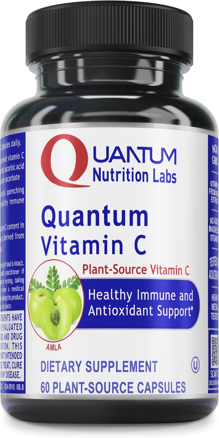 Quantum Nutrition Labs Quantum Vitamin C – Organic Whole Food Supplement with Bioflavonoids and Amla, for Immune Support, 60 Vegan Capsules - görsel 1