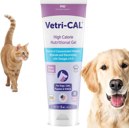 High Calorie Nutritional Gel for Dogs, Cats, Puppies & Kittens – Appetite Booster with Omega-3-6-9, Vitamins A-D-E-B – Recovery & Energy Support – Tasty Malt Flavour – 5 oz Tube