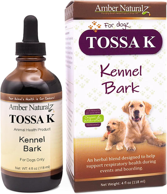 Amber NaturalZ Tossa K Kennel Bark Herbal Supplement for Dogs – Respiratory Support, 118 ml