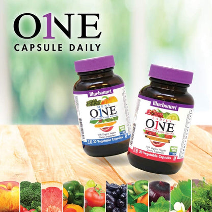 BlueBonnet Nutrition Ladies One Vegetable Capsule, Whole Food Multiple with K2 and Organic Vegetables, 60 Capsules